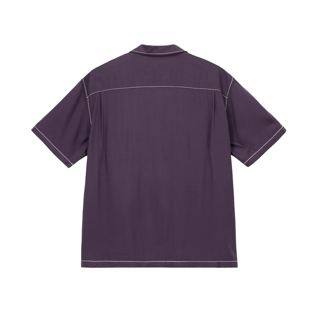 CONTRAST PICK STITCHED SHIRT PLUM