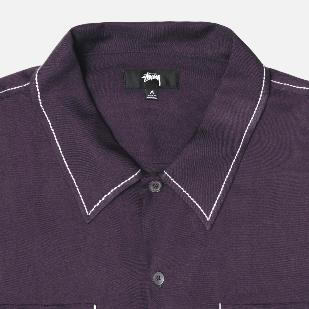 CONTRAST PICK STITCHED SHIRT PLUM