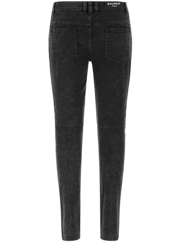 Black Gray Wash Slim Biker Jeans