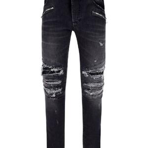 Distress Rib Slim Denim