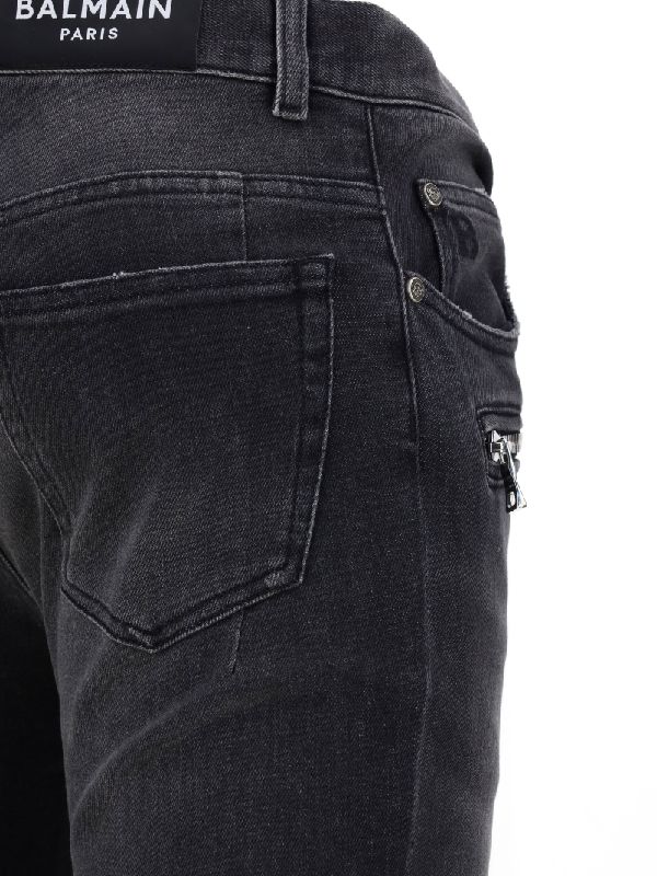 Distress Rib Slim Denim