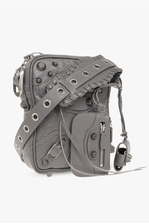BALENCIAGA GREY ‘LE CAGOLE’ SHOULDER BAG