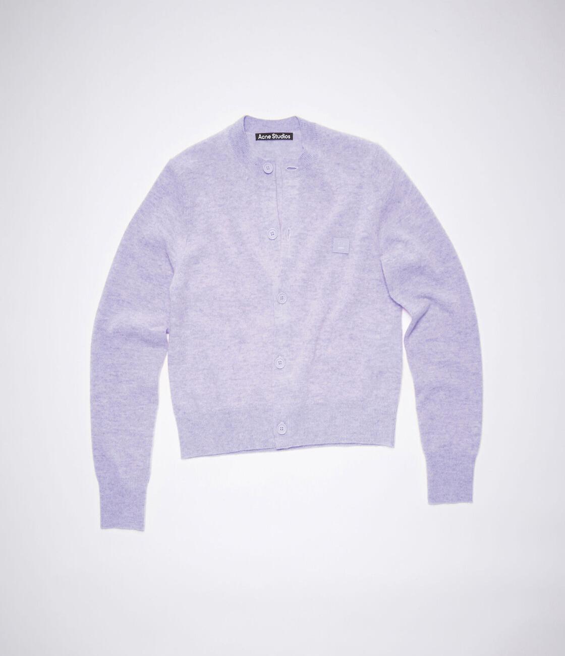 WOOL CREW NECK CARDIGAN Purple melange