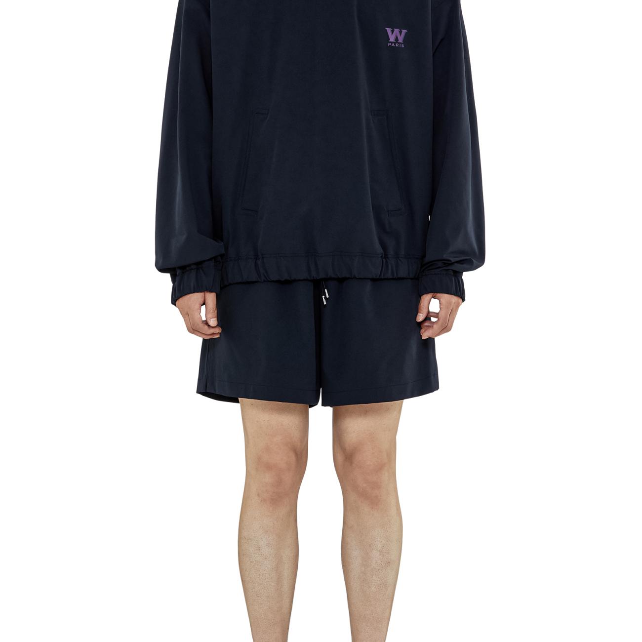 Navy Nylon String Long Sleeve Back Logo T-shirt
