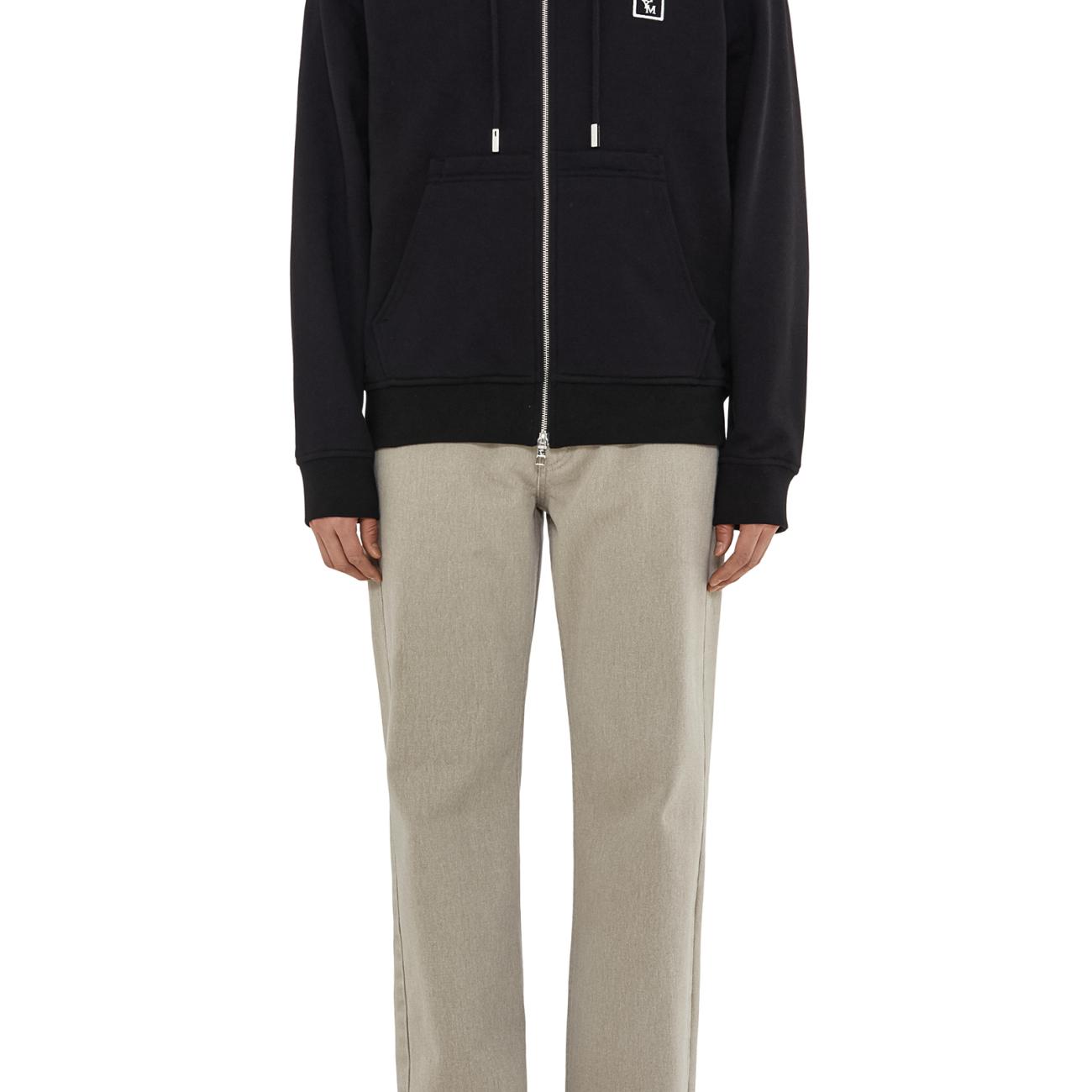 Black back logo hooded zip-up