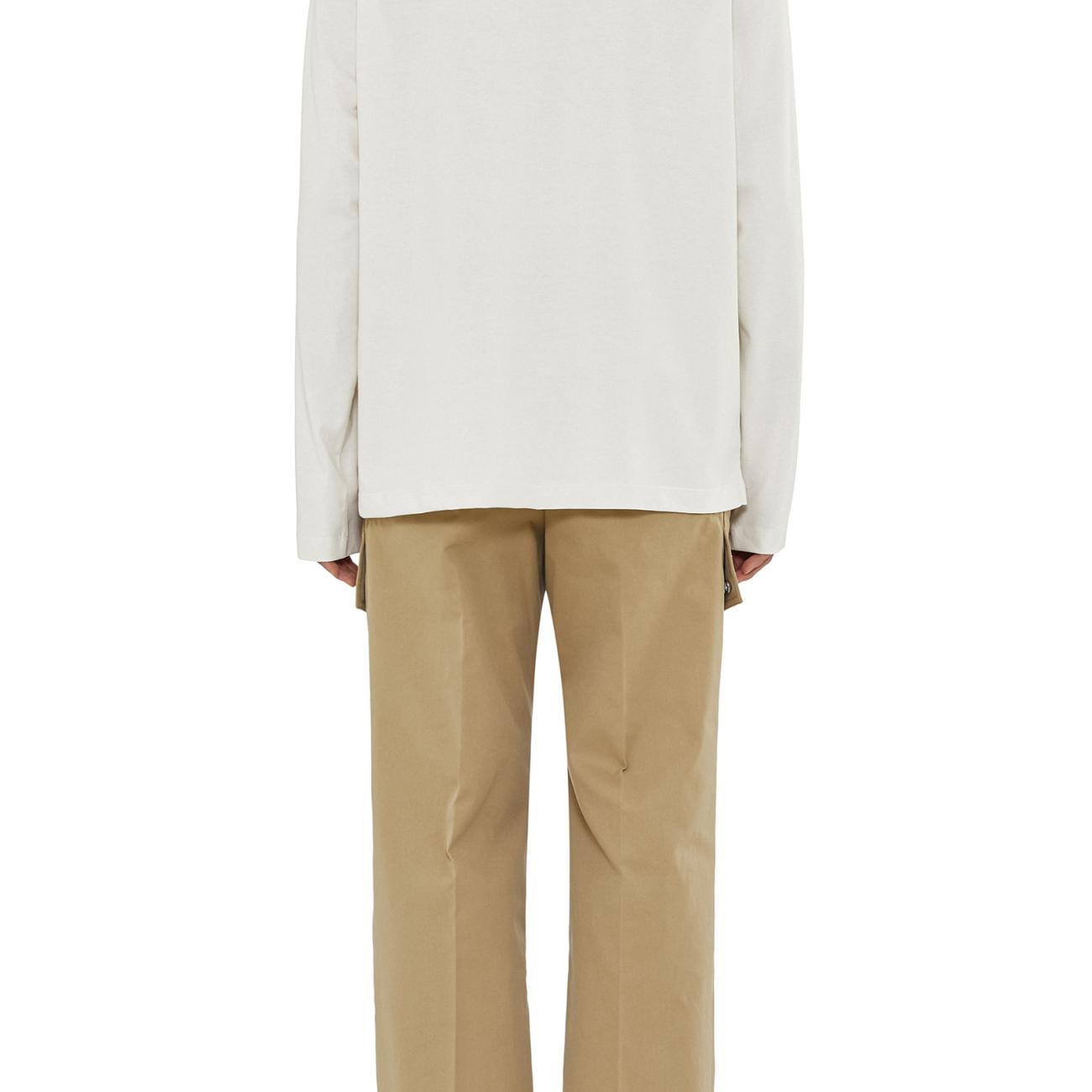 Ivory Cotton Backlogo Long Sleeve T-shirt