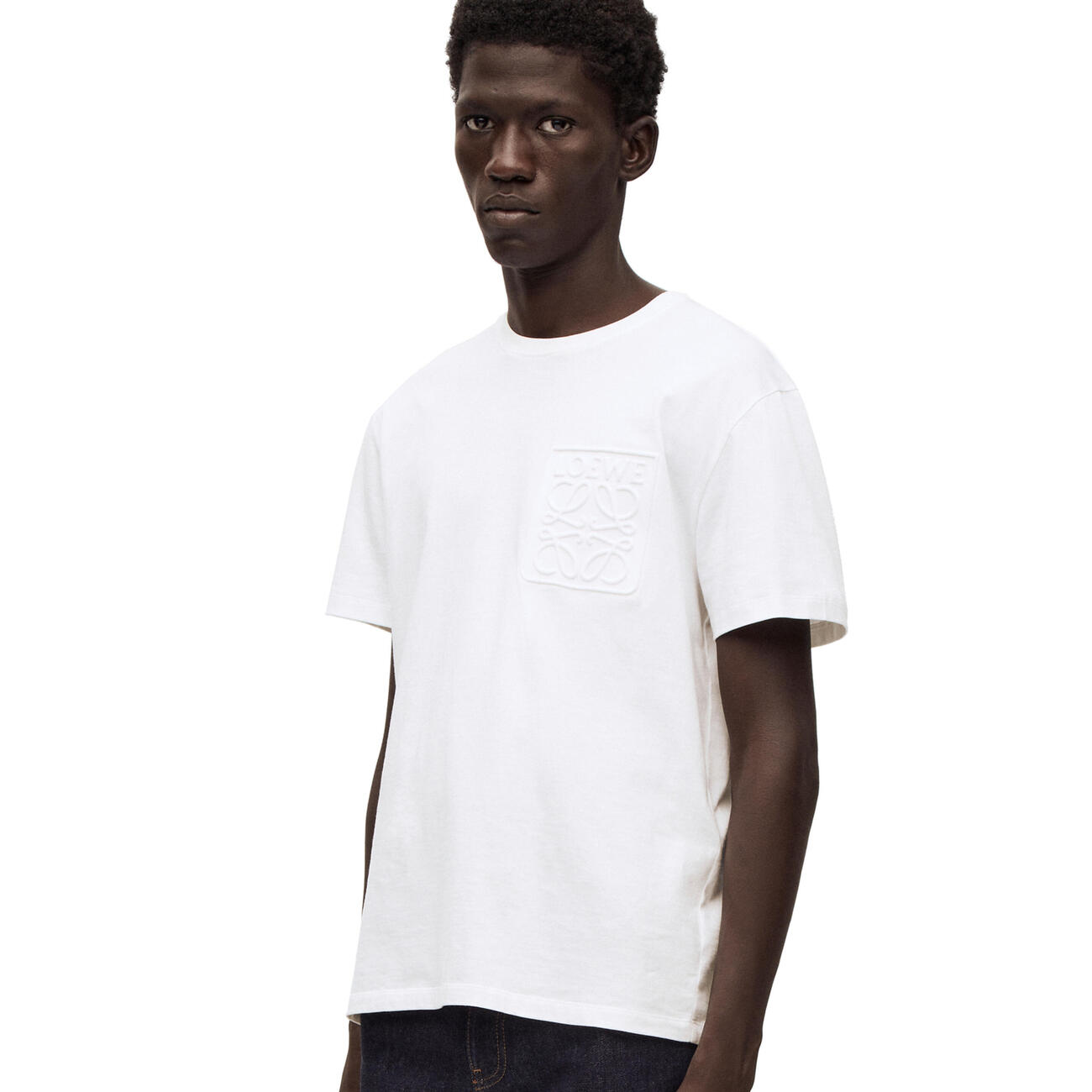 Debossed Anagram T-shirt in cotton white