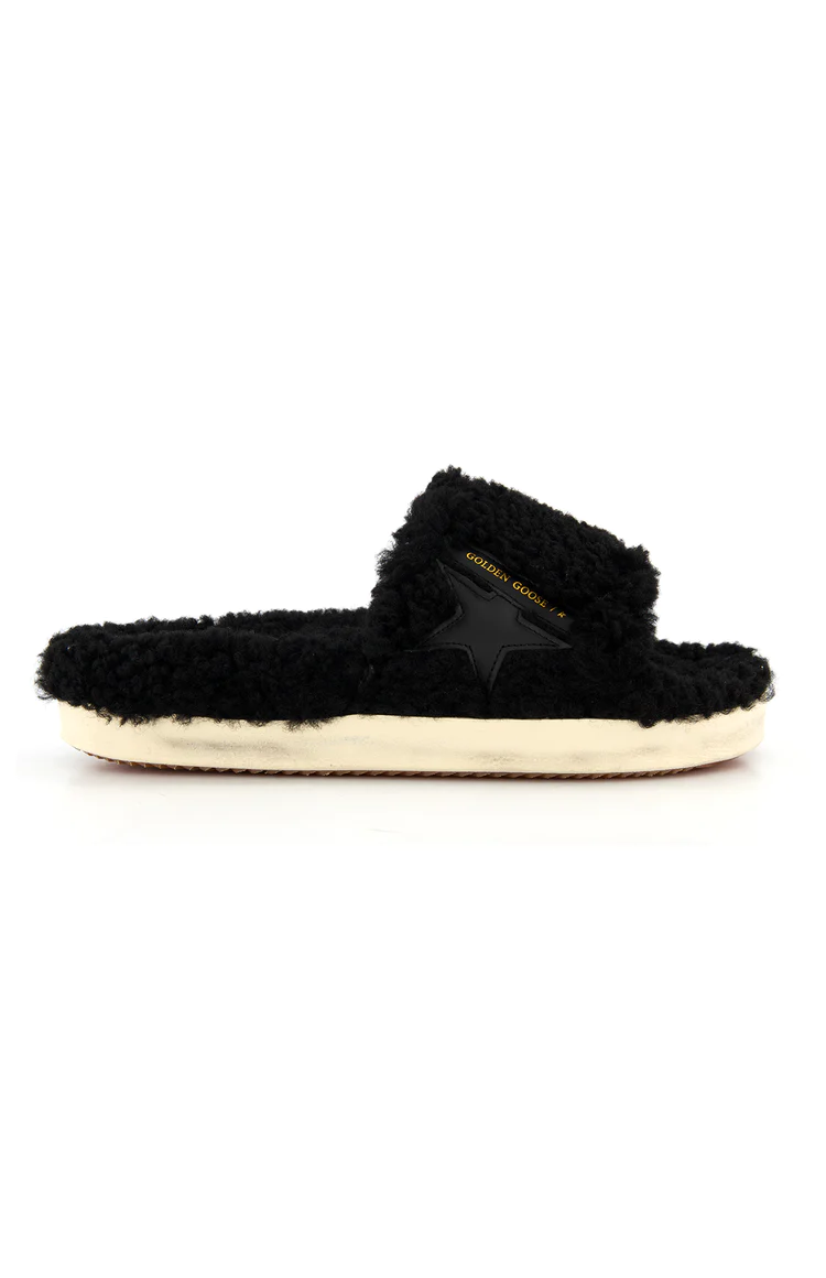 Poolstar Shearling Upper Leather Star Slide