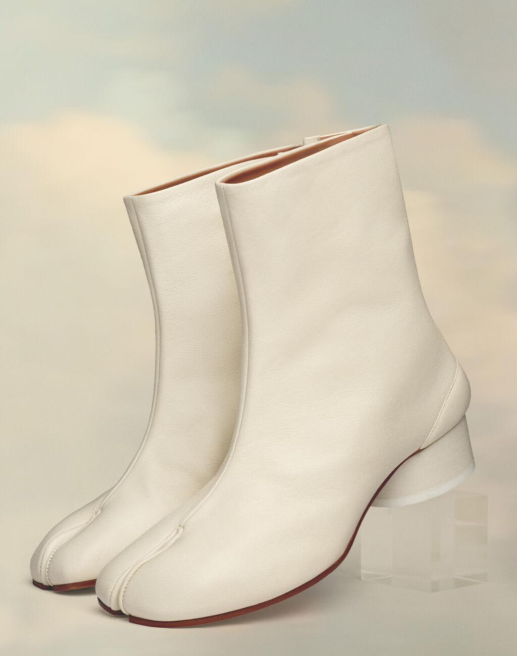 White Tabi ankle boots