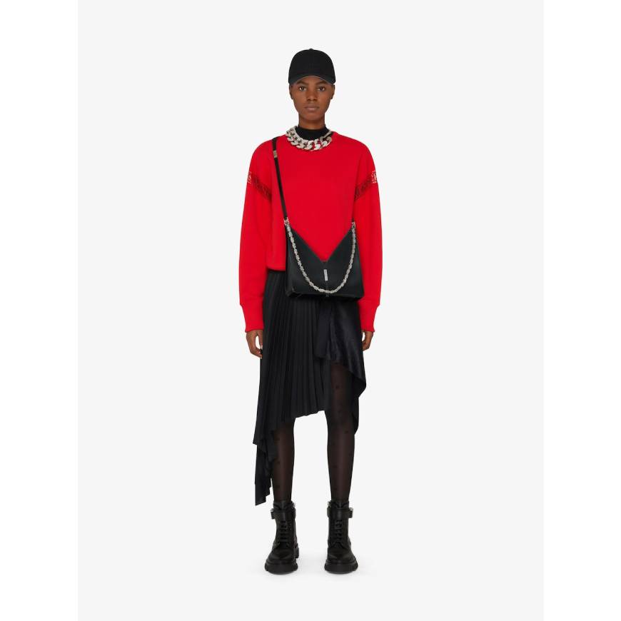 Small Cut Out bag in box leather with chain