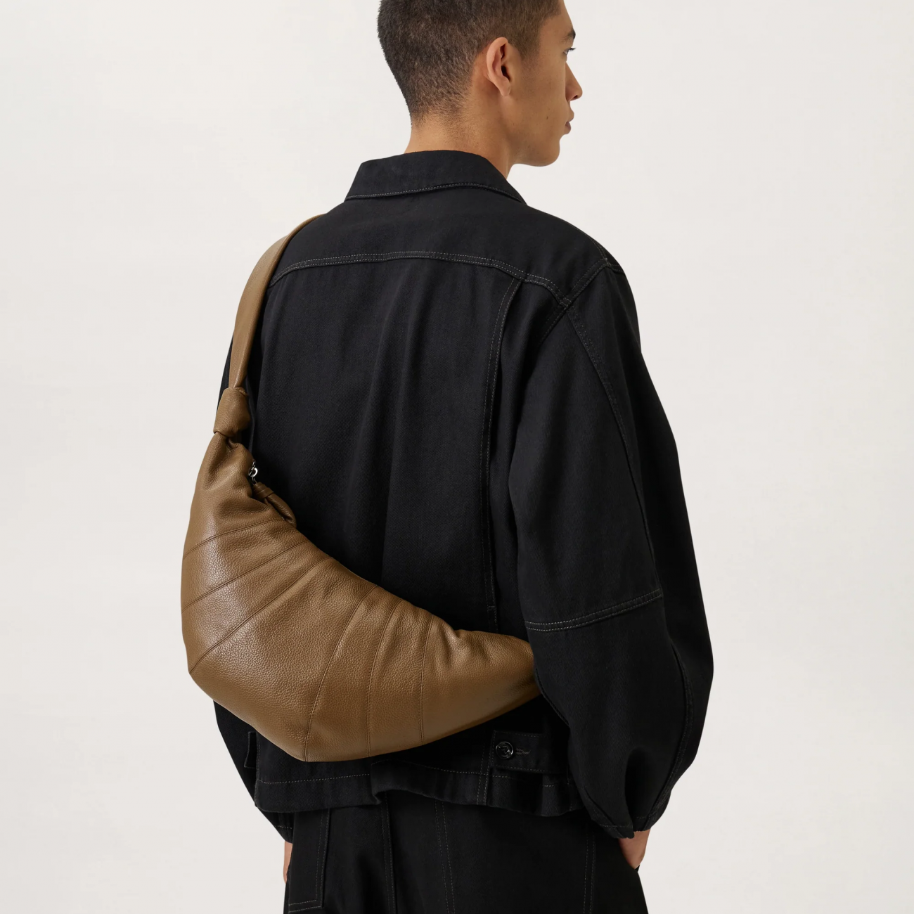 MEDIUM CROISSANT BAG - SOFT GRAINED LEATHER - OLIVE BROWN