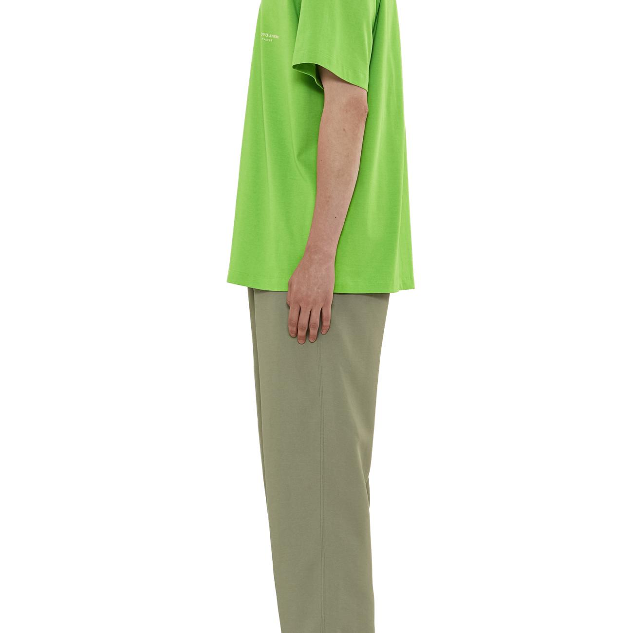 Green Cotton and Leather Patch T-shirt