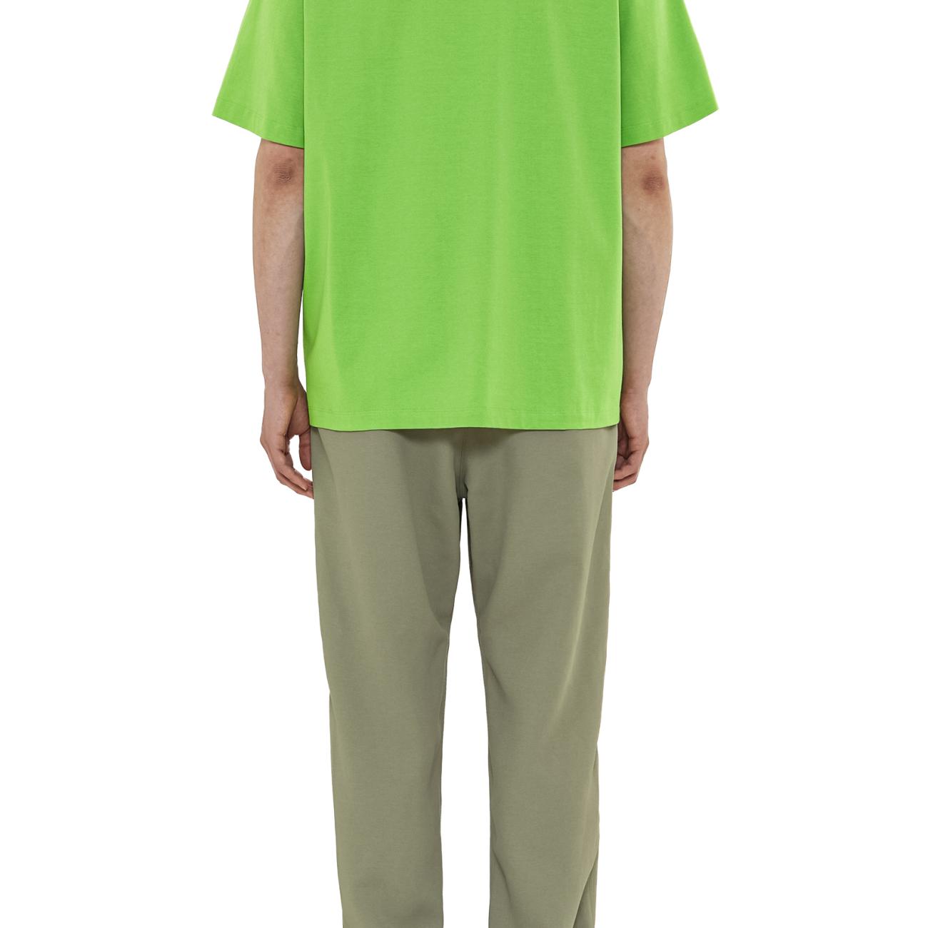 Green Cotton and Leather Patch T-shirt