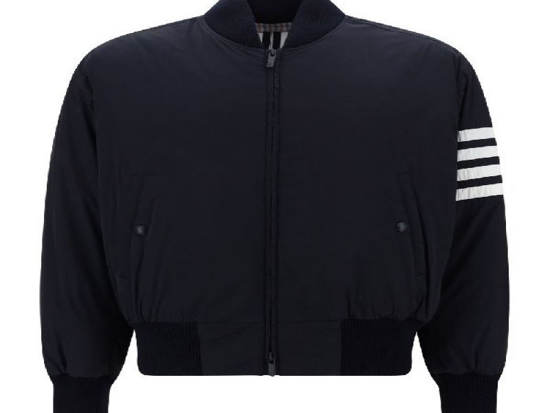 Diagonal Armband Nylon Bomber Jacket