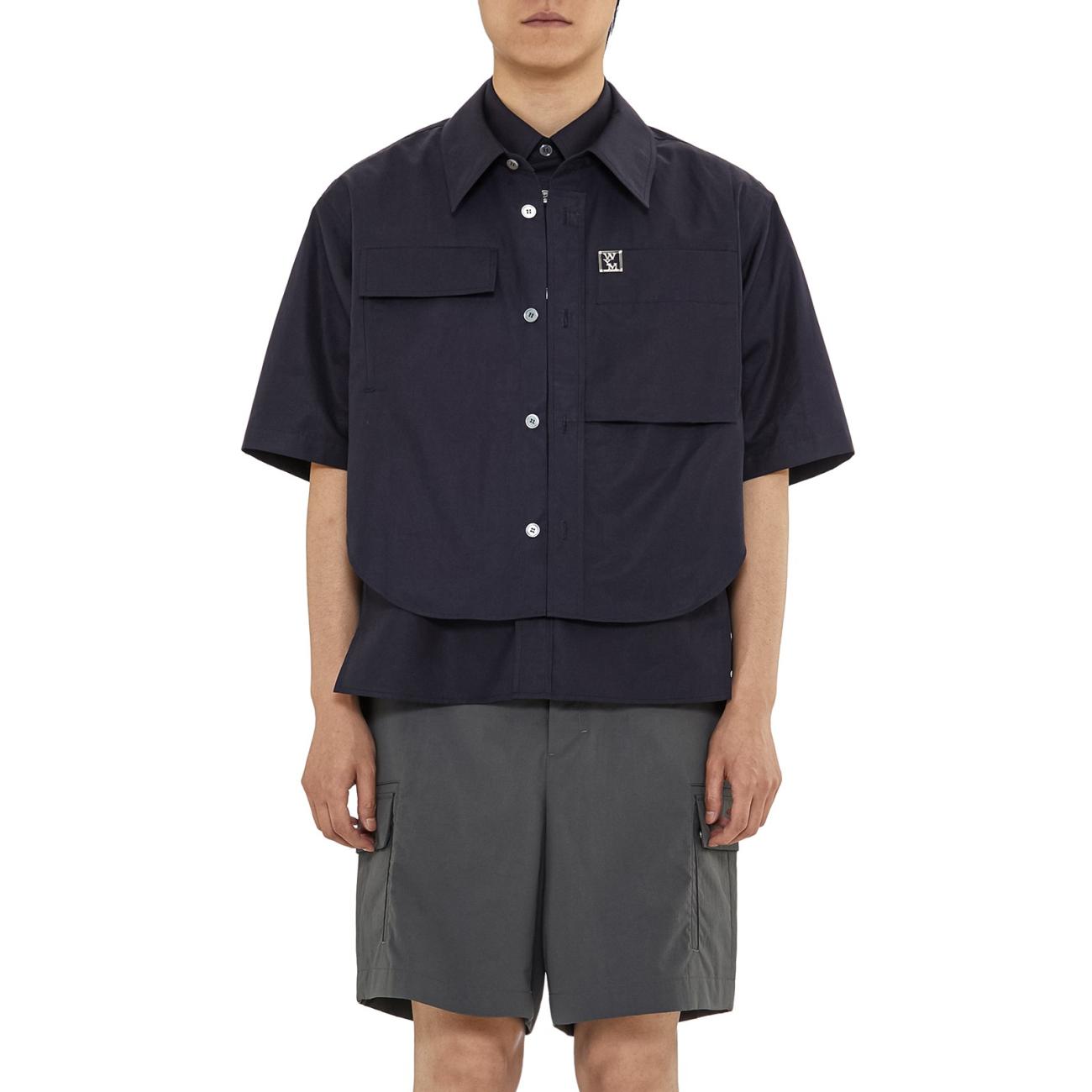 Navy Double Layered Short Sleeve Shirt