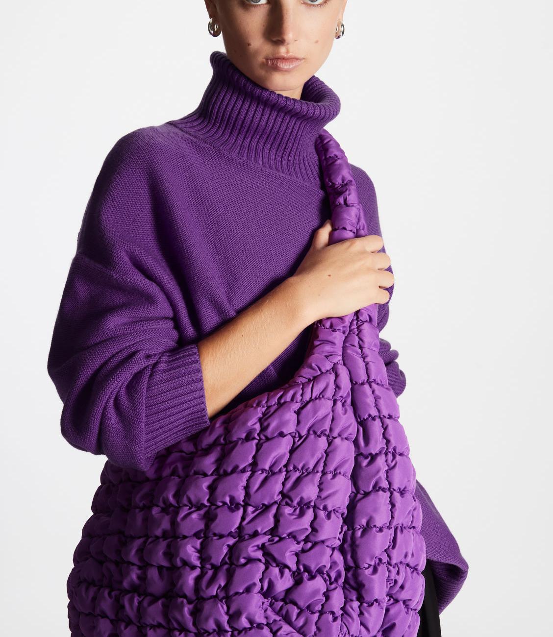 COS Quilted Oversized Shoulder Bag Purple