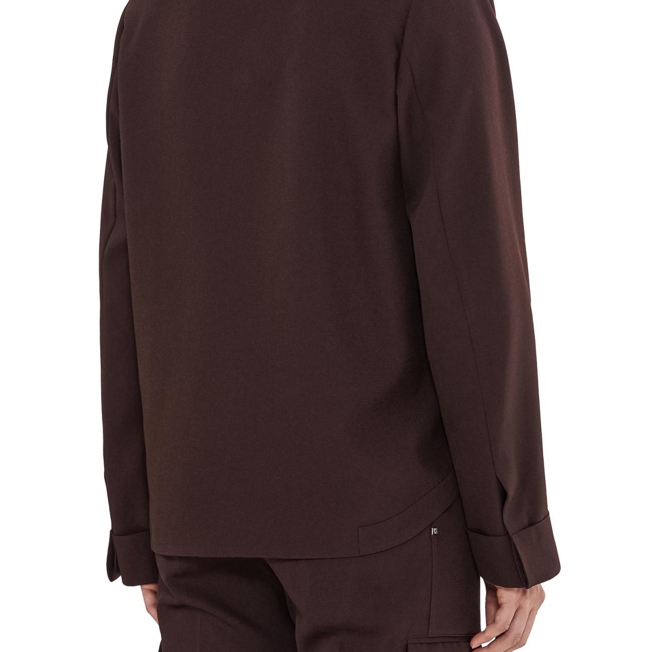 Brown Wool Pleated Shirt