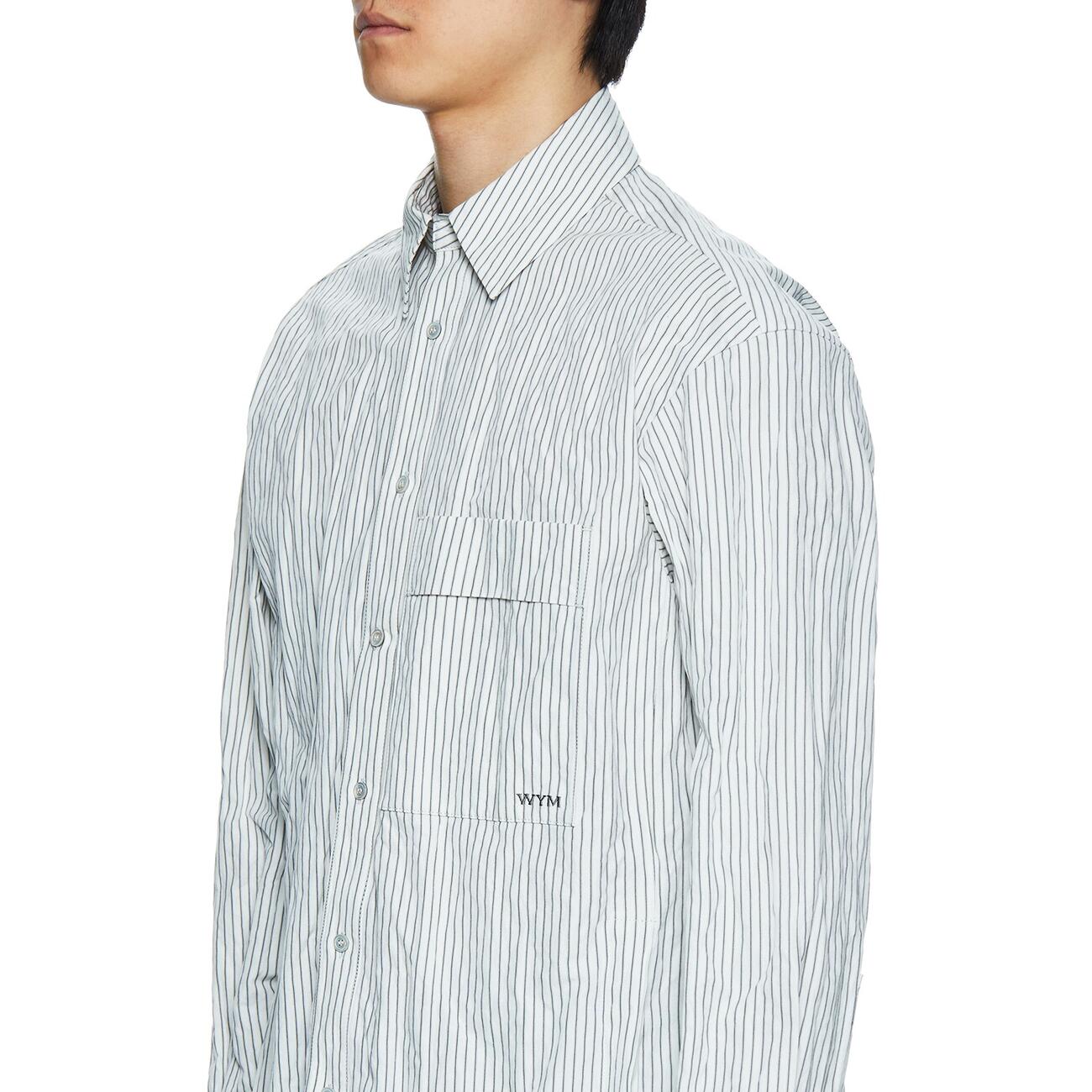 white striped pocket shirt