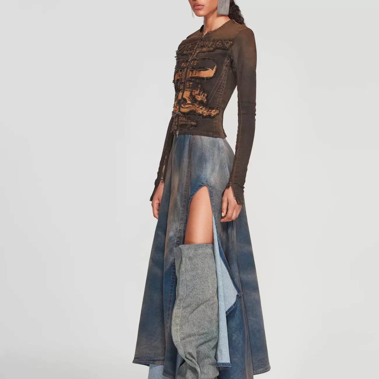 Fitted Paris' Best Zip Denim Jacket