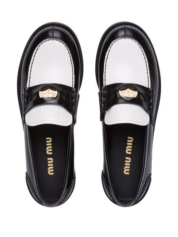 Leather penny loafers Black White