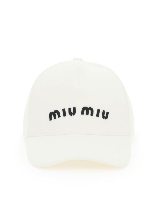 Miu Miu Drill Baseball Cap White Black