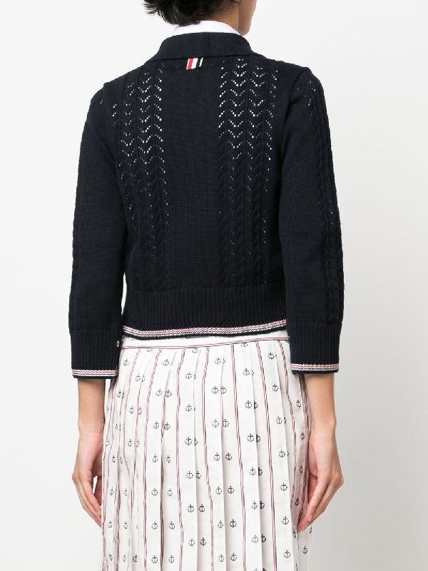 Cotton Pointel Crop Polo Cardigan