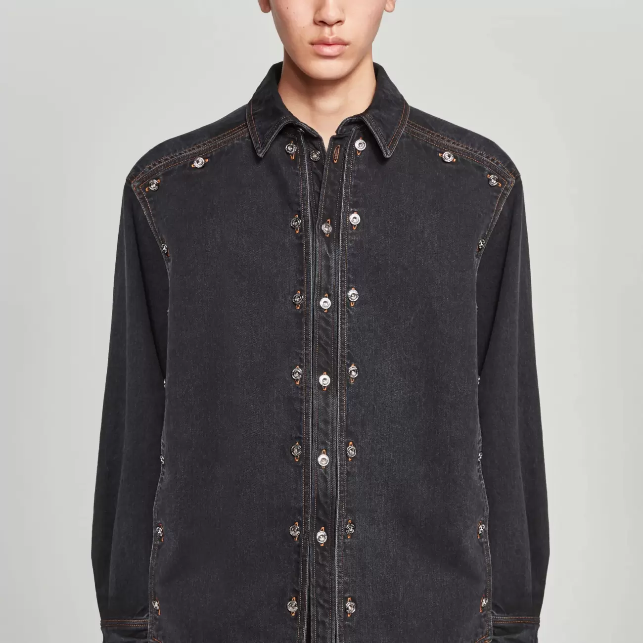 Classic Button Panel Denim Shirt 