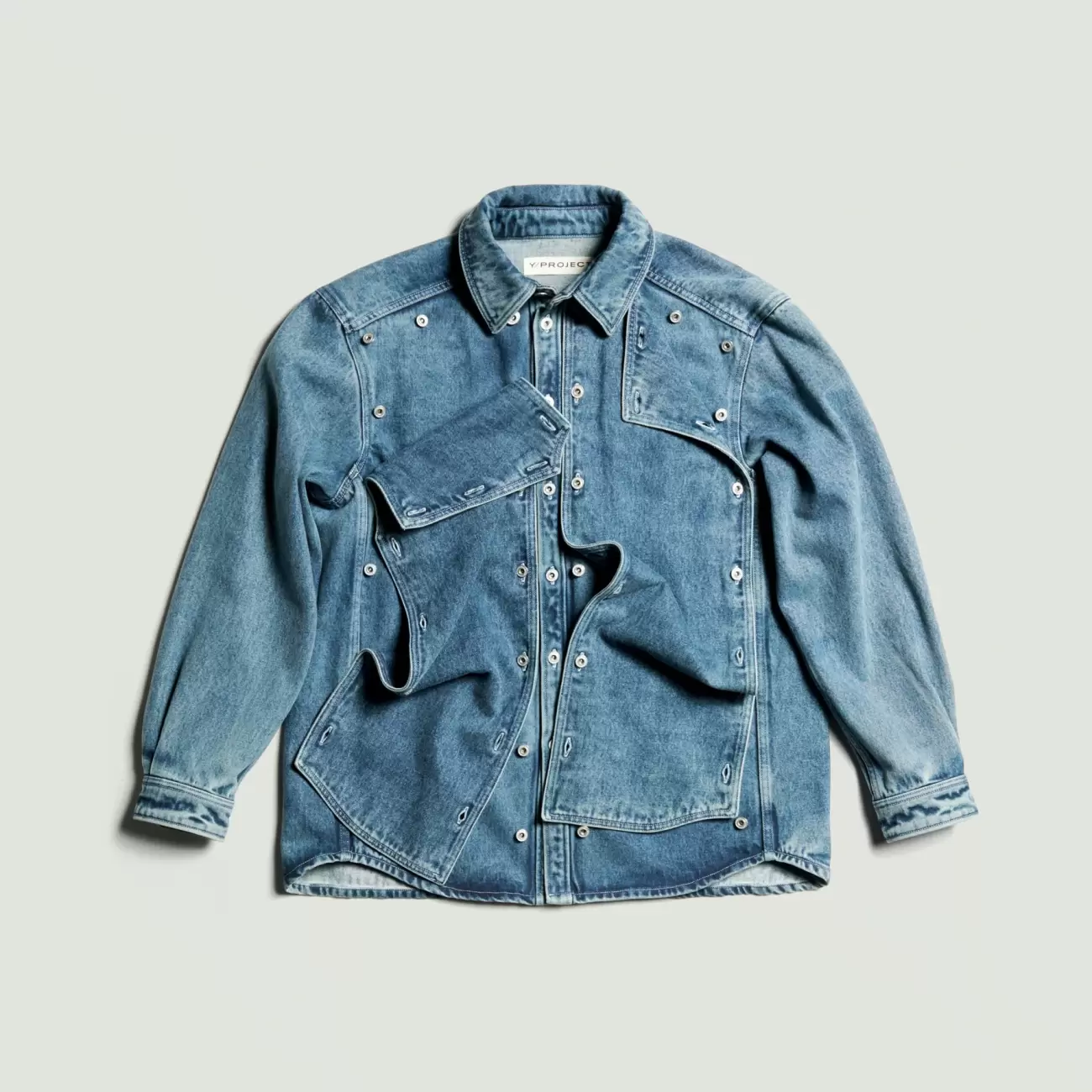 Classic Button Panel Denim Shirt Navy