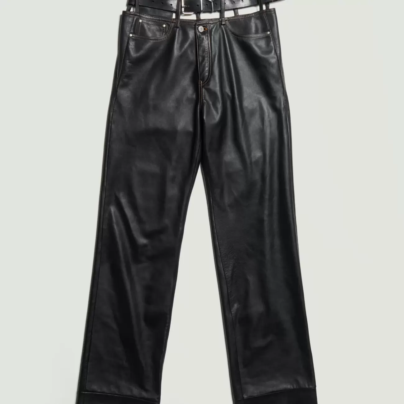 Y Belt Leather Pants