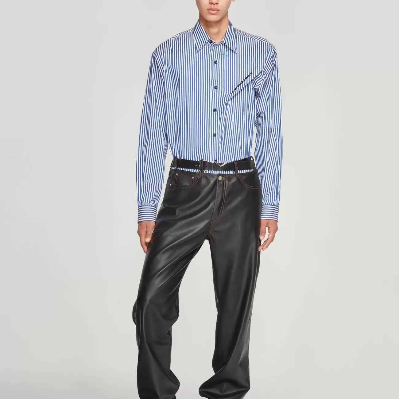 Y Belt Leather Pants