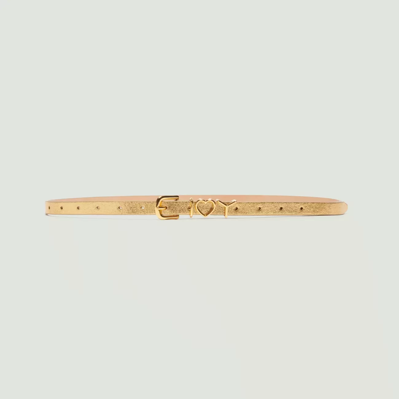 Skinny Y Heart Belt - Gold