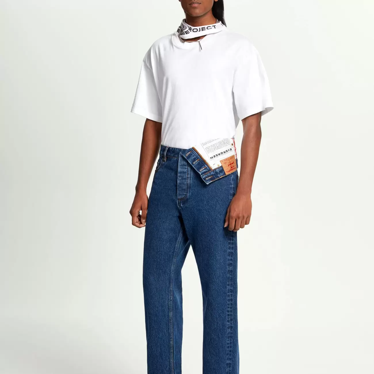 Classic Asymmetric Waist Jeans Navy Male