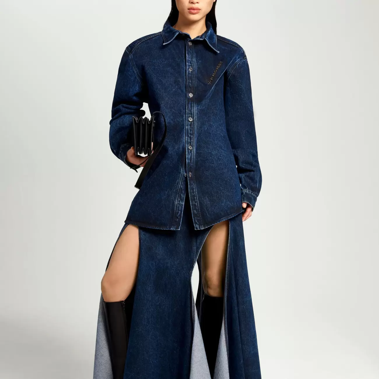 Pinched Logo Denim Shirt Female