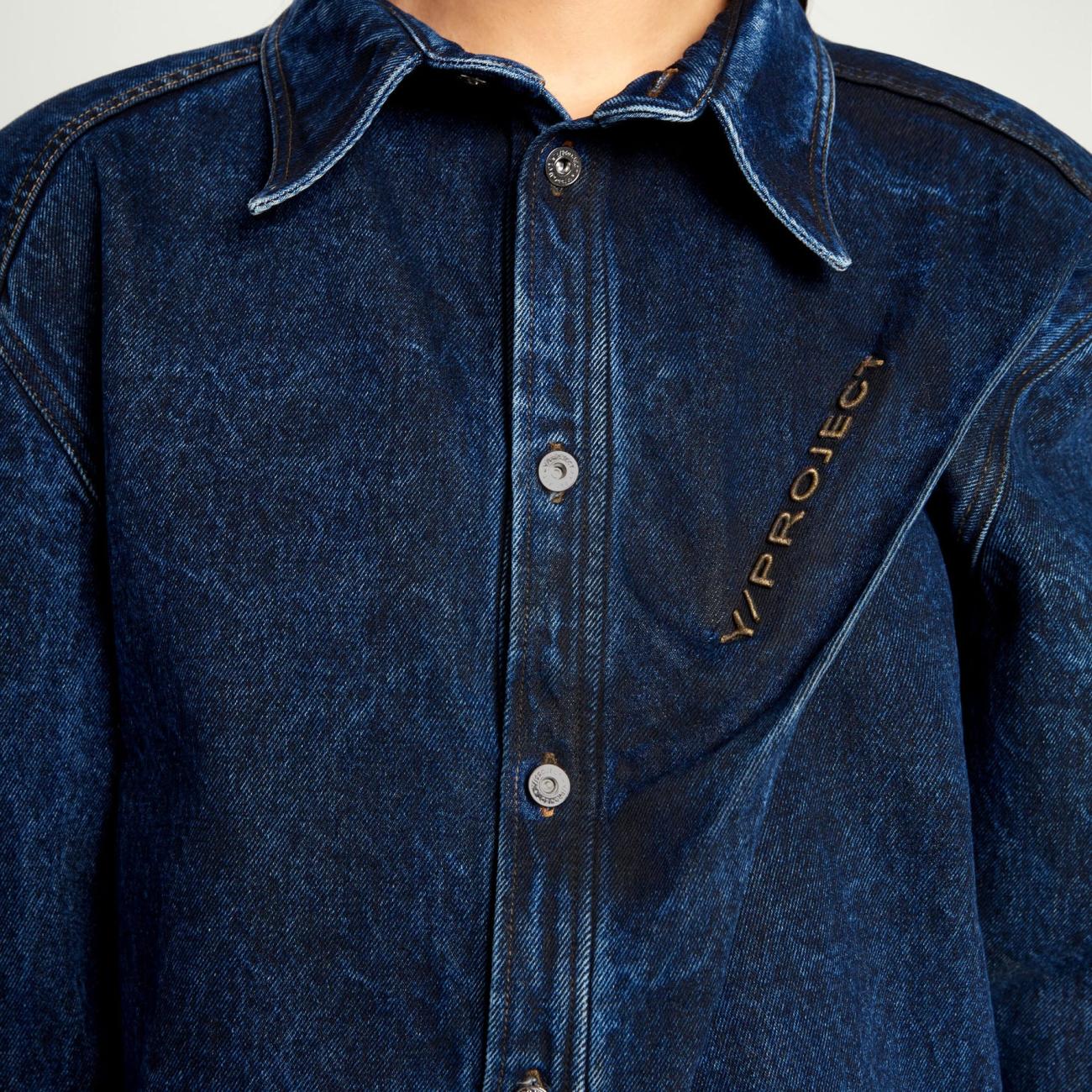 Pinched Logo Denim Shirt Female