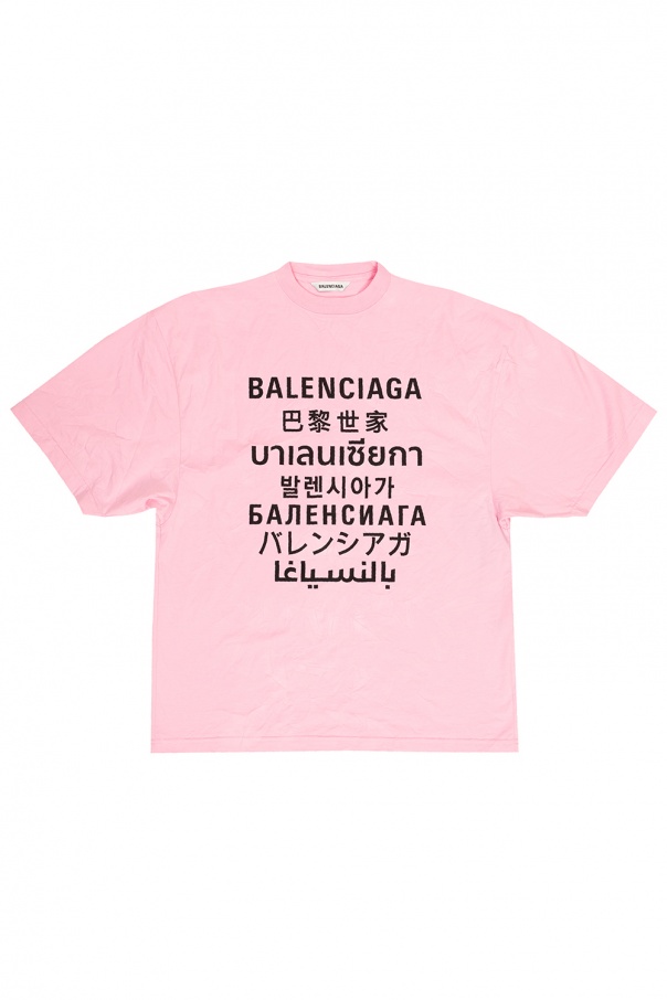 BALENCIAGA PINK LOGO T-SHIRT