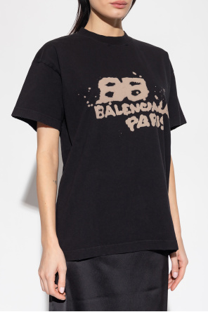 BALENCIAGA BLACK T-SHIRT WITH LOGO