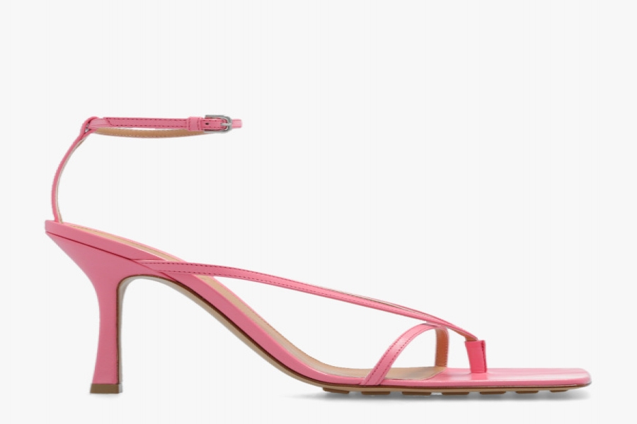 BOTTEGA VENETA PINK ‘STRETCH’ HEELED SANDALS