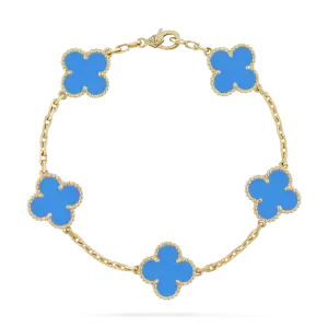 Vintage Alhambra bracelet, 5 motifs - 18K yellow gold and agate