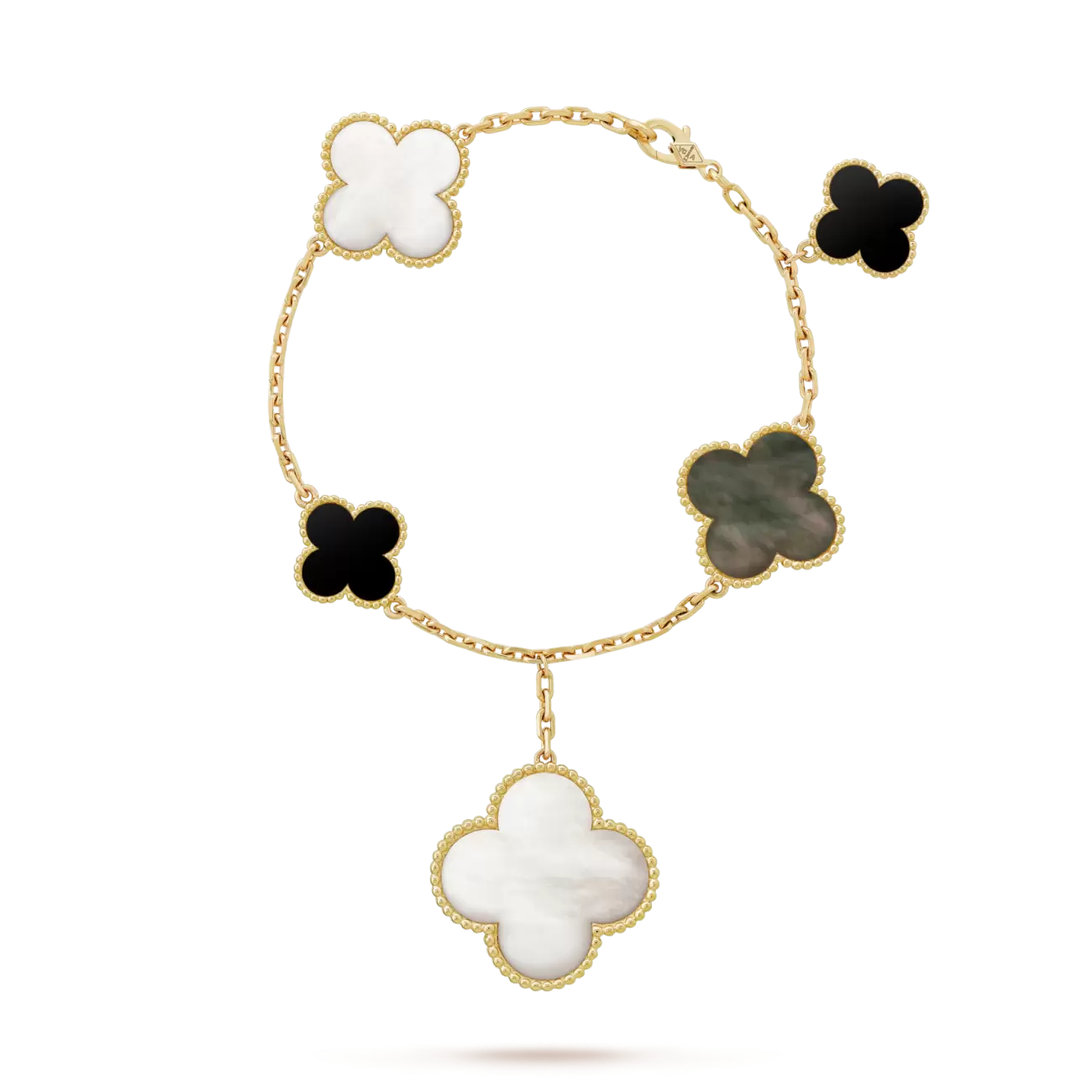 Magic Alhambra bracelet, 5 motifs onyx, mother-of-pearl