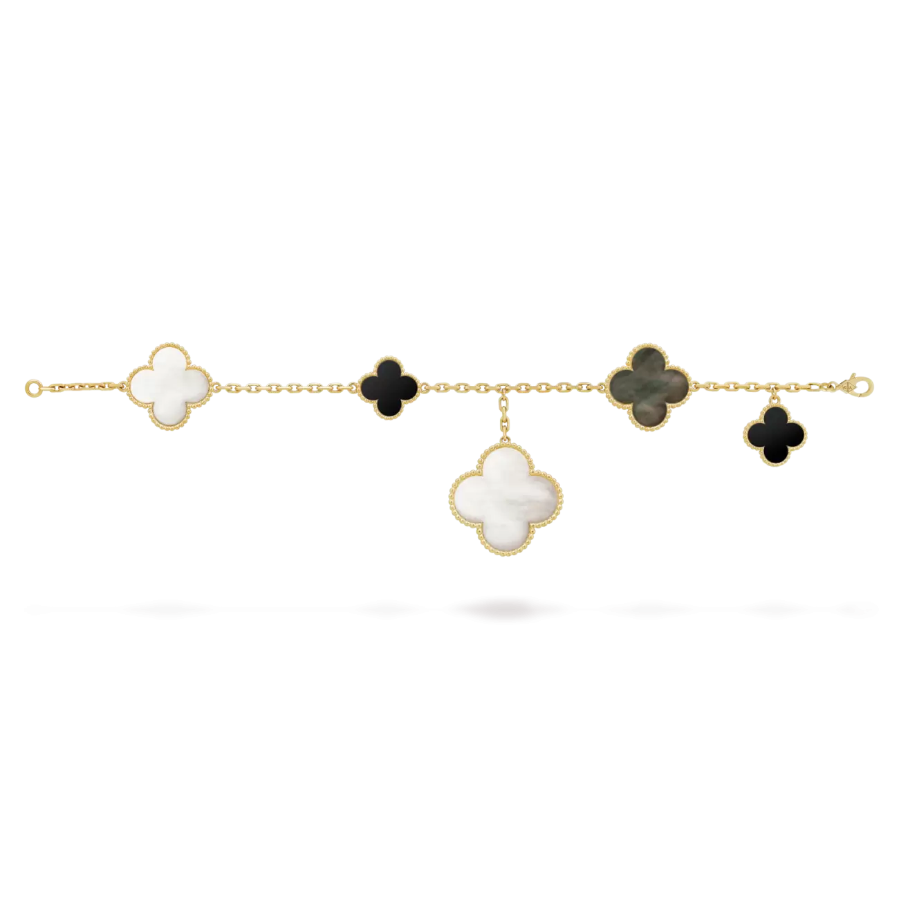 Magic Alhambra bracelet, 5 motifs onyx, mother-of-pearl
