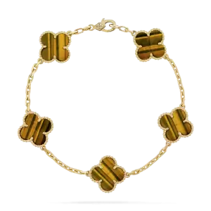 Vintage Alhambra bracelet, 5 motifs Tiger's Eye.