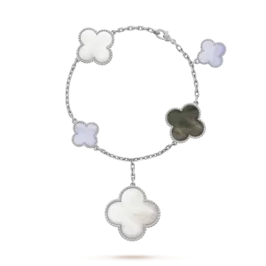 Magic Alhambra bracelet, 5 motifs chalcedony