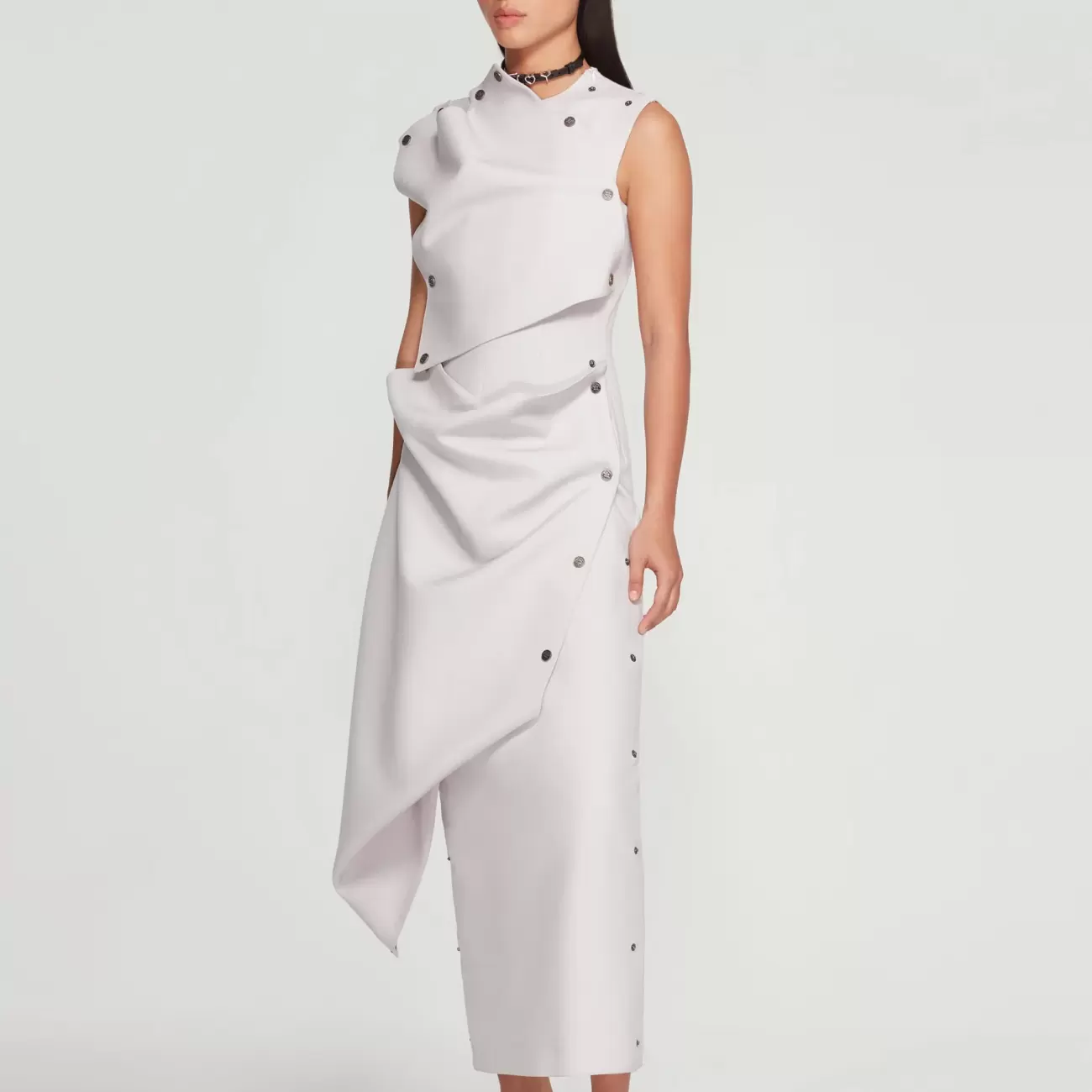 Snap Panel Sleeveless Dress