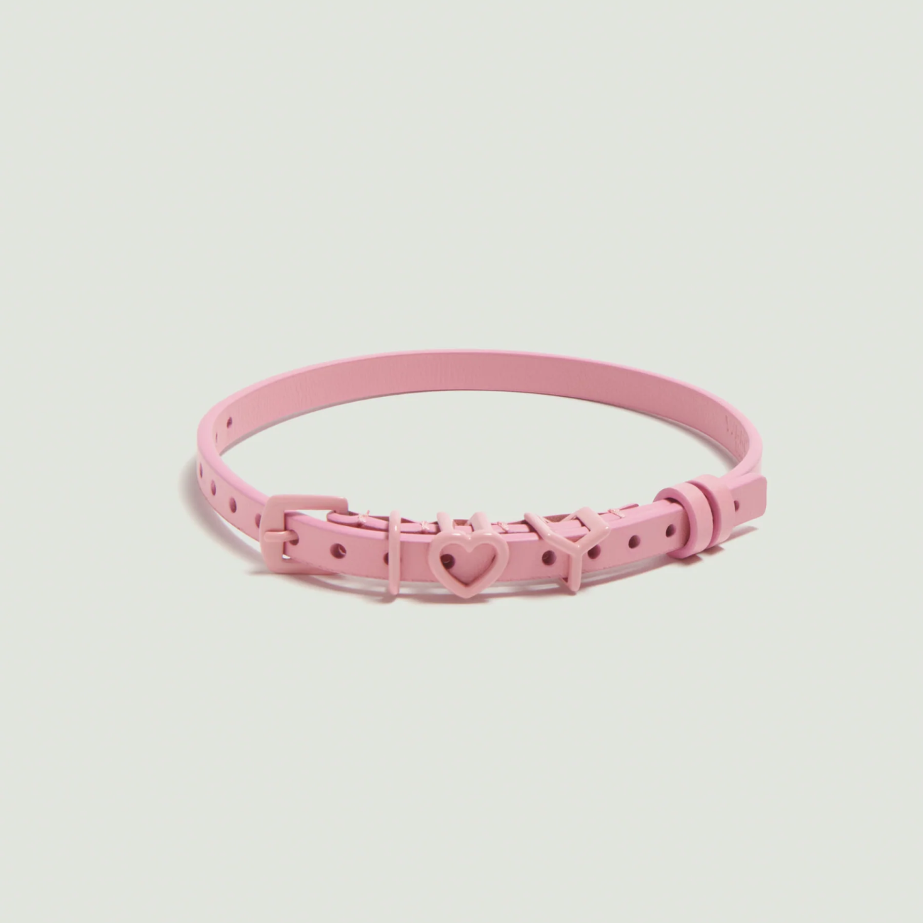 Y Heart Belt Choker 10mm / Pink