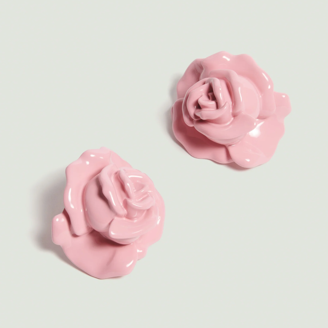 3D Rose Earrings / Pink