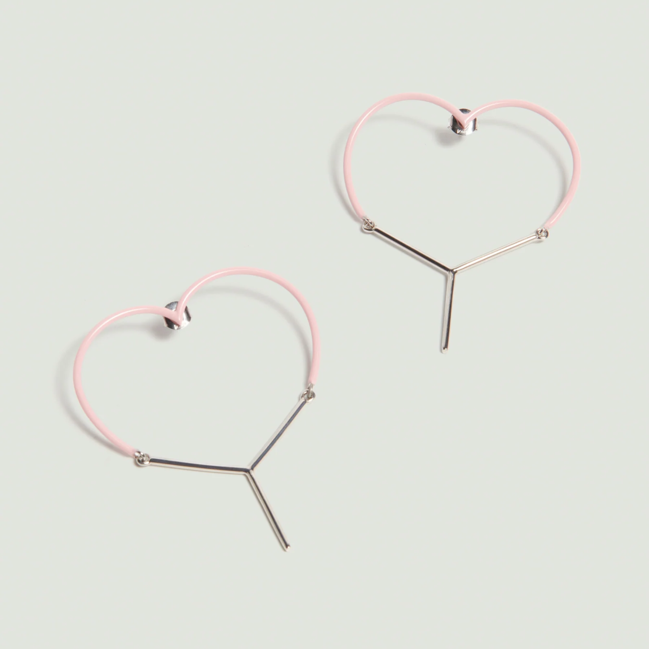 Mini Y Heart Earrings / Pink