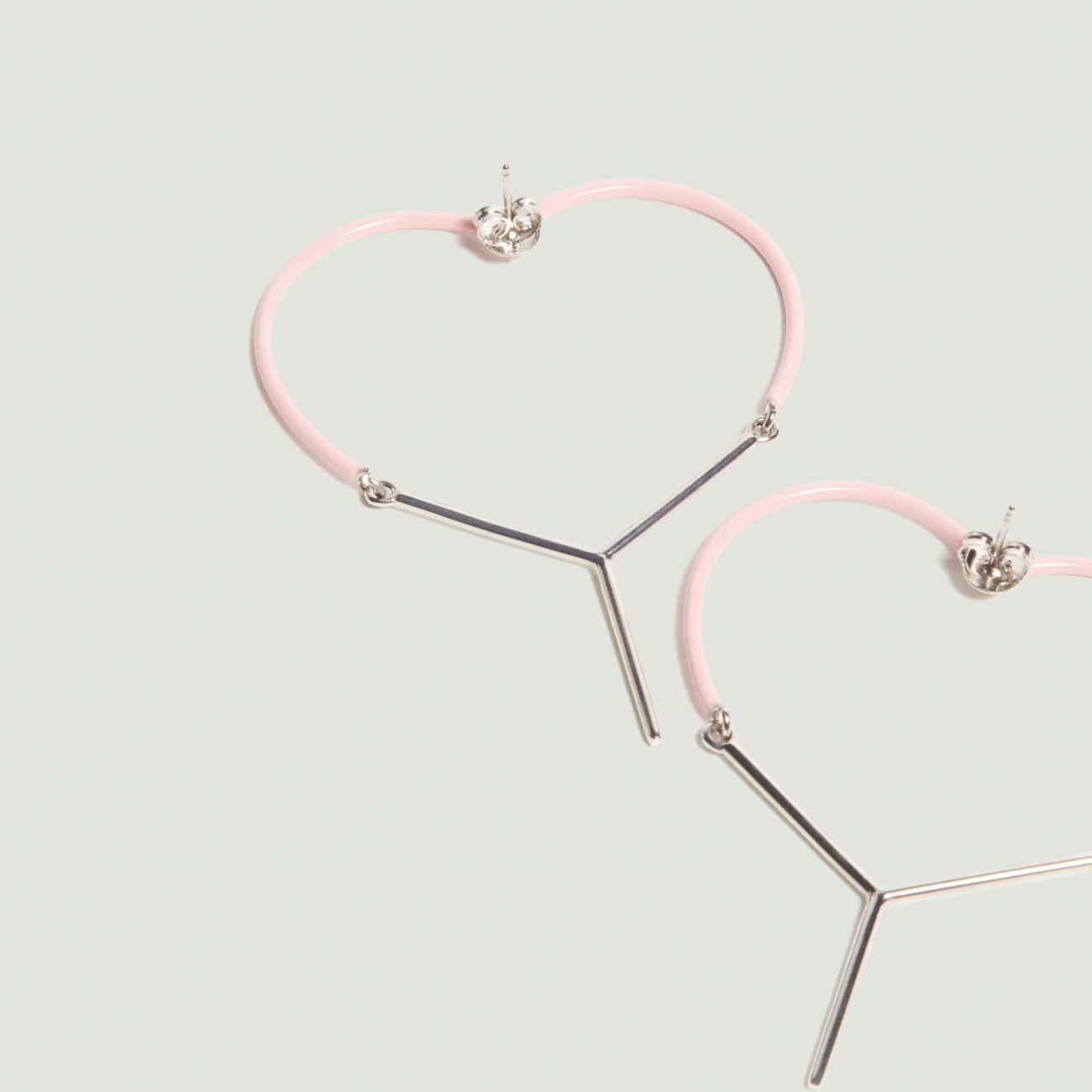 Mini Y Heart Earrings / Pink