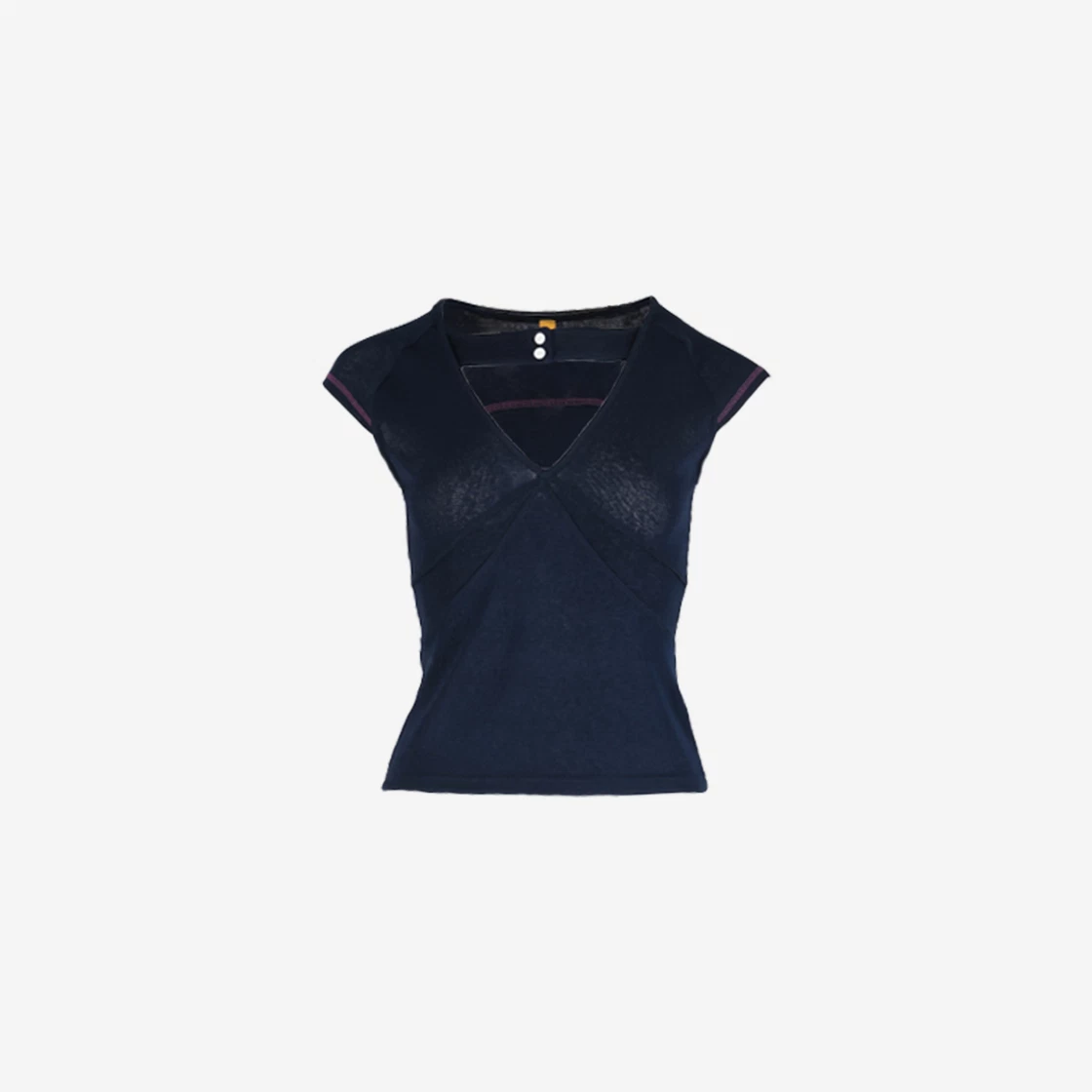 KYO Women Buttonup Ballcap Sleeve Tee Navy