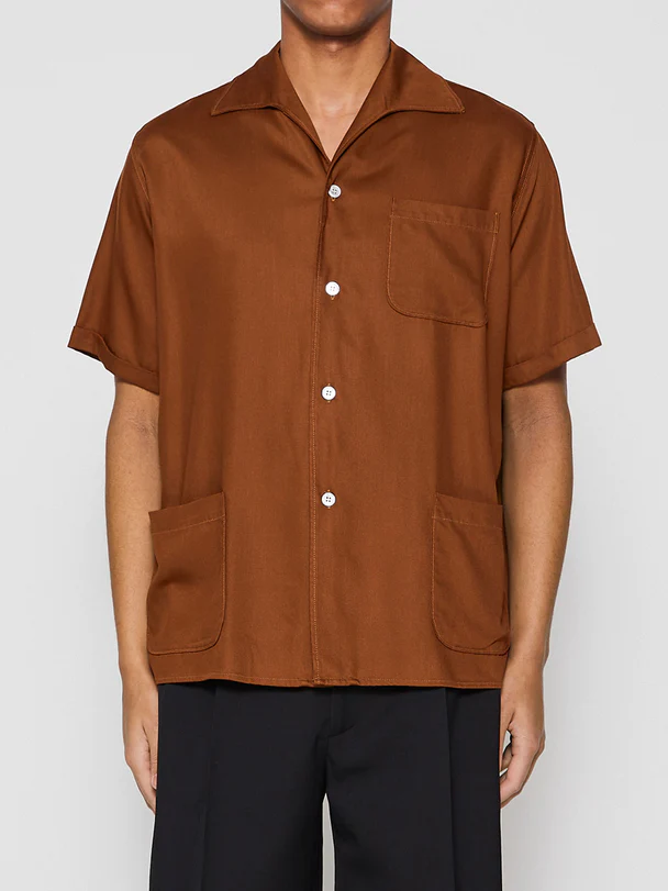 Rayon Twill Shirt in Orange