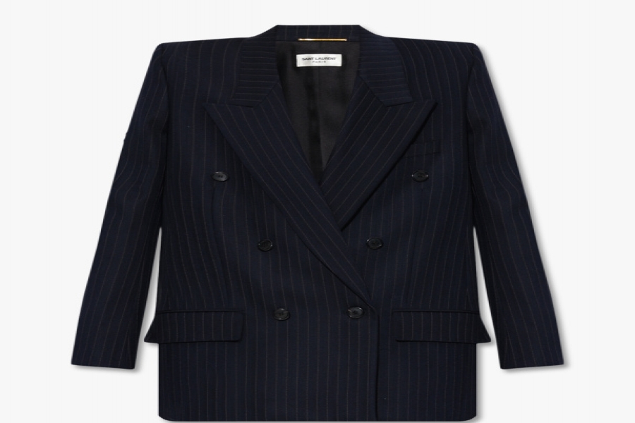  SAINT LAURENT BLACK PINSTRIPE BLAZER